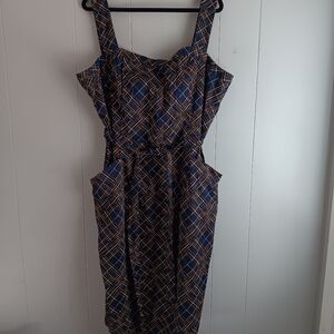 Collectiff Modcloth Blue Striped Shoft Career Casual Size 4XL